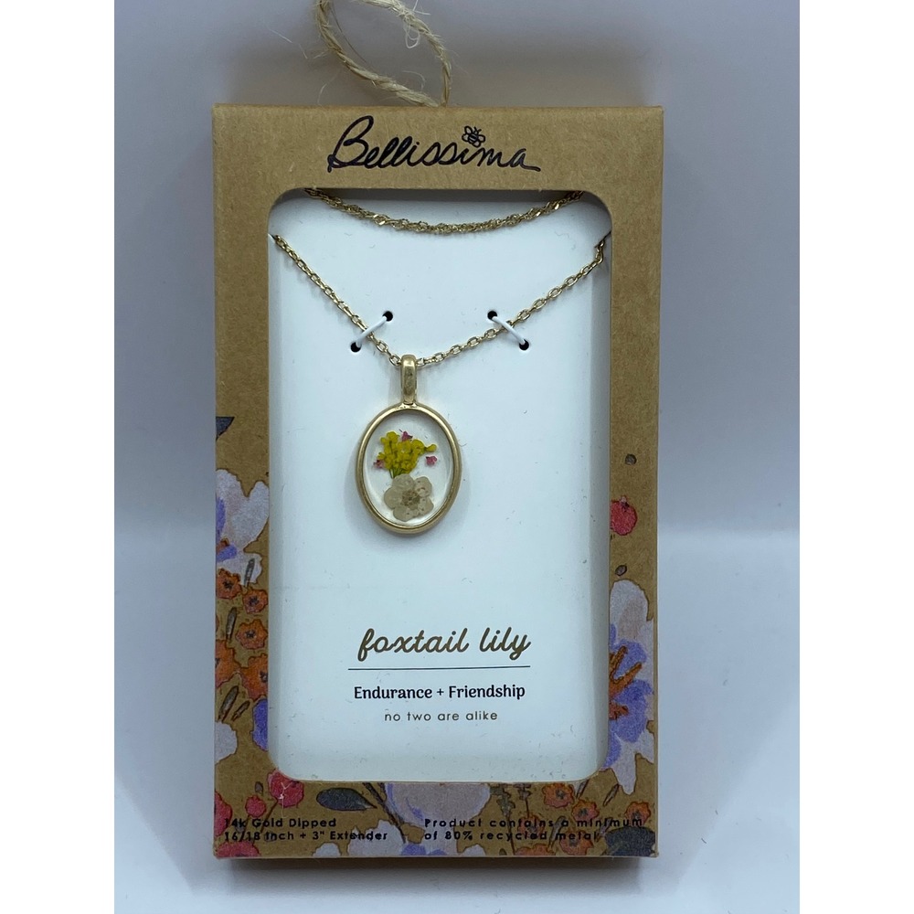 Bellissima Gold Tone‎ Foxtail Lily Pendant Necklace Endurance Friendship